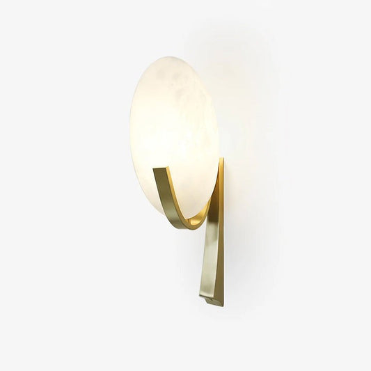 LED Alabaster Marble Wall Sconce with Brass Accents