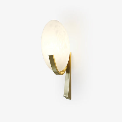 LED Alabaster Marble Wall Sconce with Brass Accents