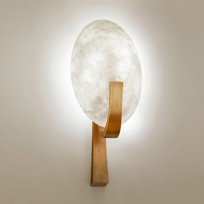 LED Alabaster Marble Wall Sconce with Brass Accents