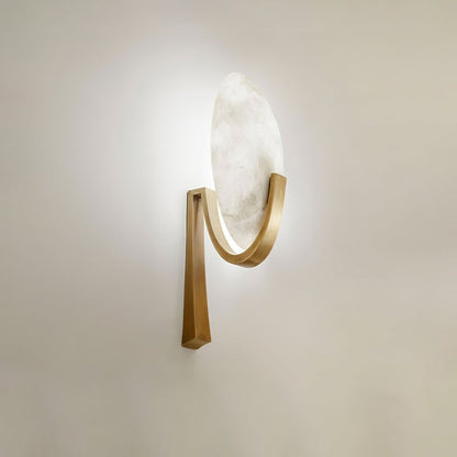 LED Alabaster Marble Wall Sconce with Brass Accents
