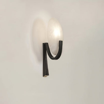 LED Alabaster Marble Wall Sconce with Brass Accents