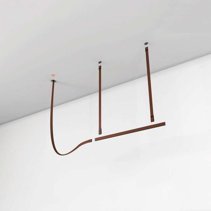 Linear Leather Suspended Pendant Light