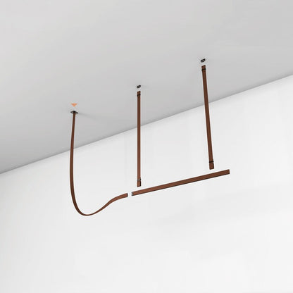 Linear Leather Suspended Pendant Light