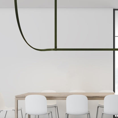 Linear Leather Suspended Pendant Light