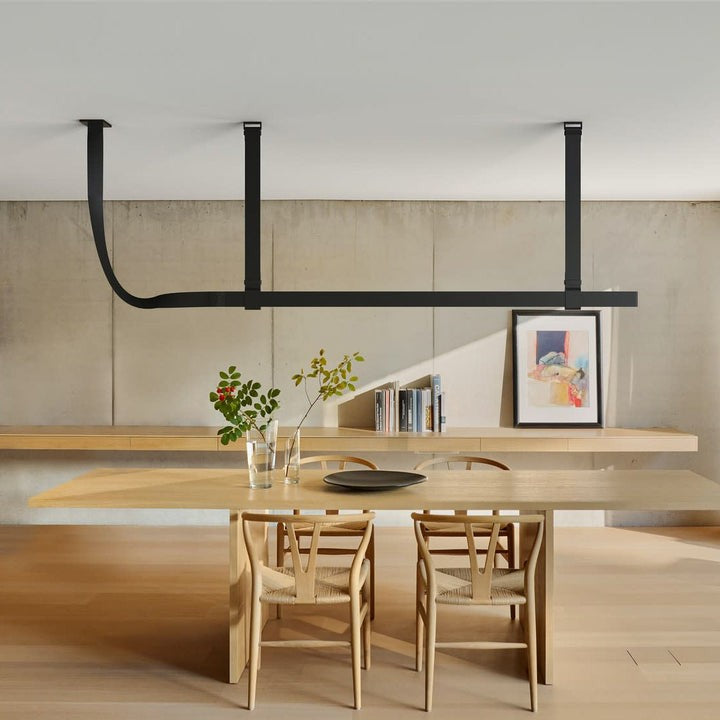 Linear Leather Suspended Pendant Light