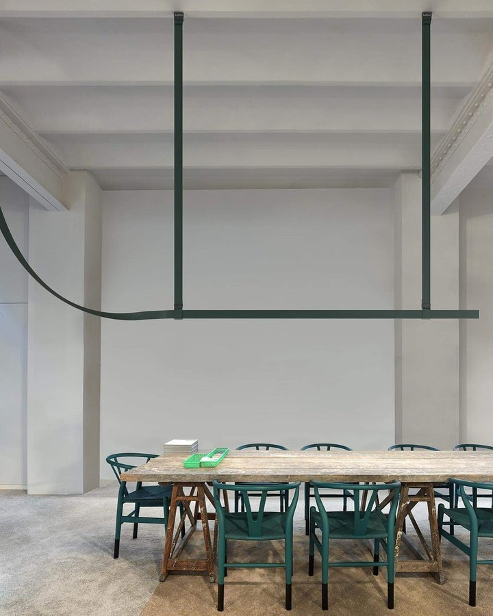 Linear Leather Suspended Pendant Light