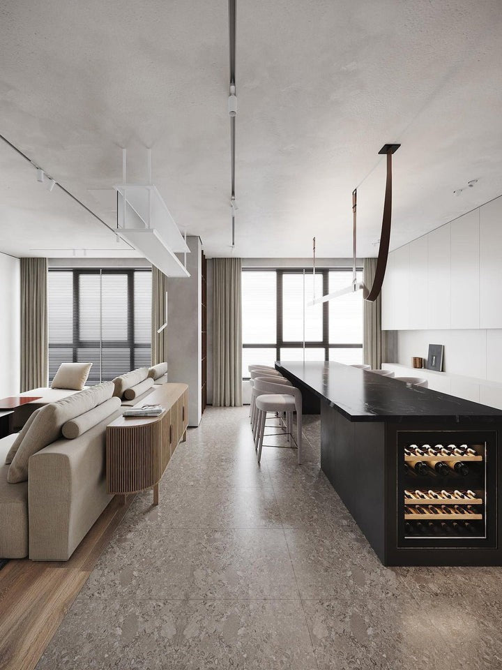 Linear Leather Suspended Pendant Light