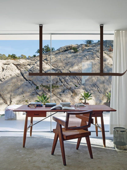 Linear Leather Suspended Pendant Light