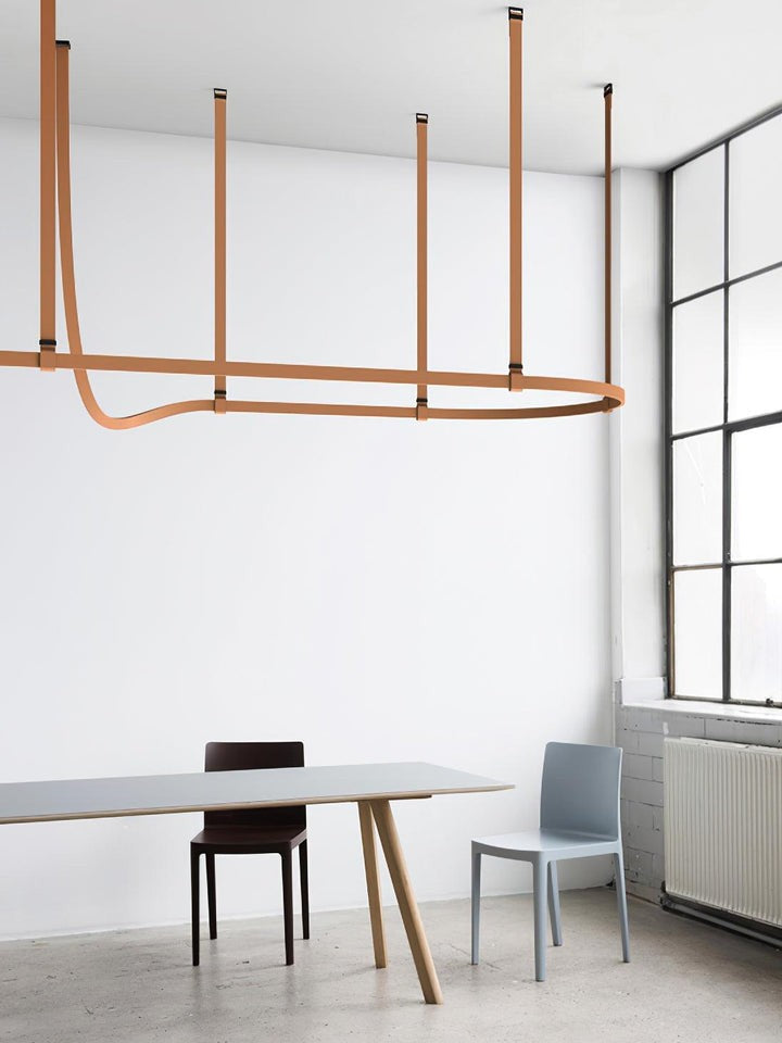 Linear Leather Suspended Pendant Light