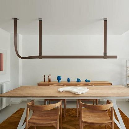 Linear Leather Suspended Pendant Light