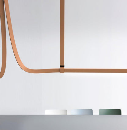 Linear Leather Suspended Pendant Light