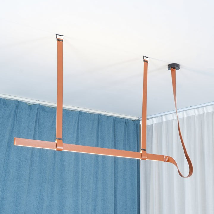 Linear Leather Suspended Pendant Light