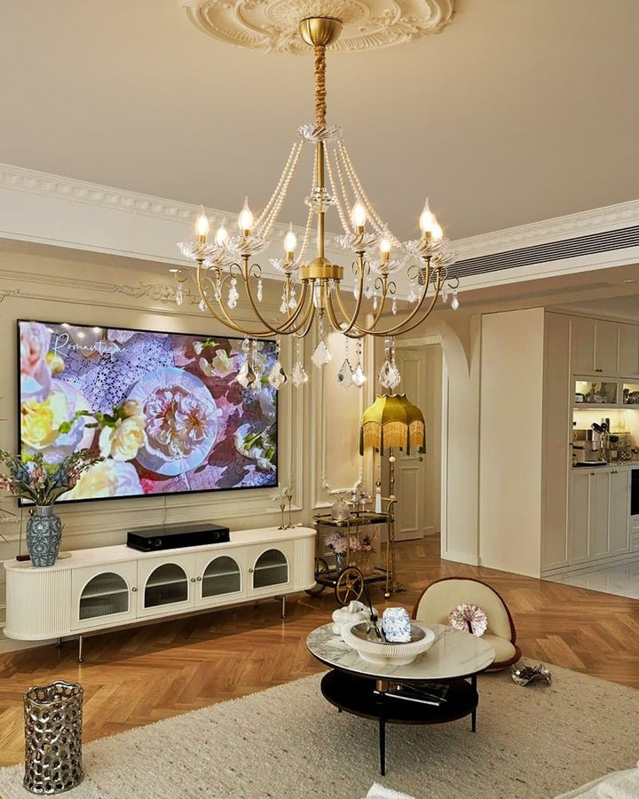 Luxe Pearl & Crystal Ceiling Chandelier