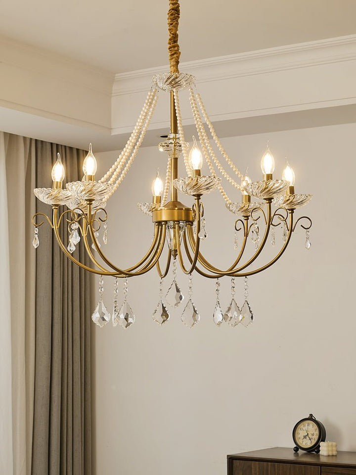 Luxe Pearl & Crystal Ceiling Chandelier