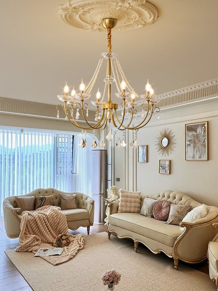 Luxe Pearl & Crystal Ceiling Chandelier