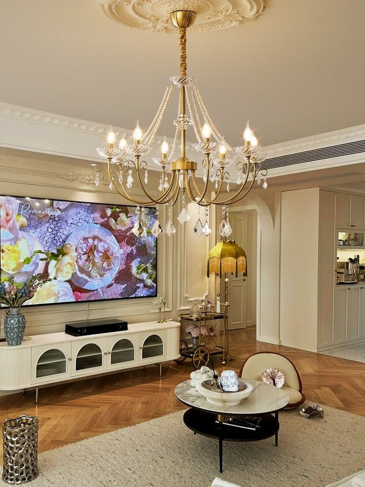 Luxe Pearl & Crystal Ceiling Chandelier
