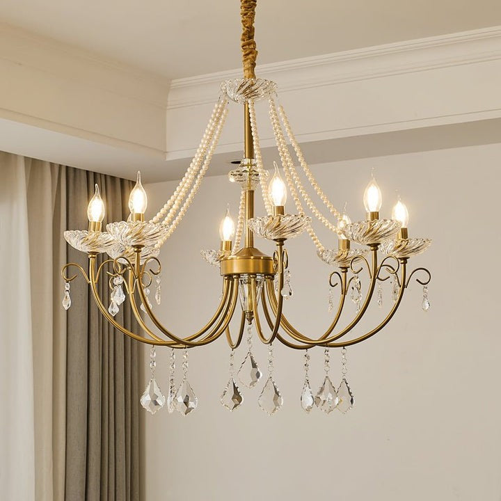 Luxe Pearl & Crystal Ceiling Chandelier