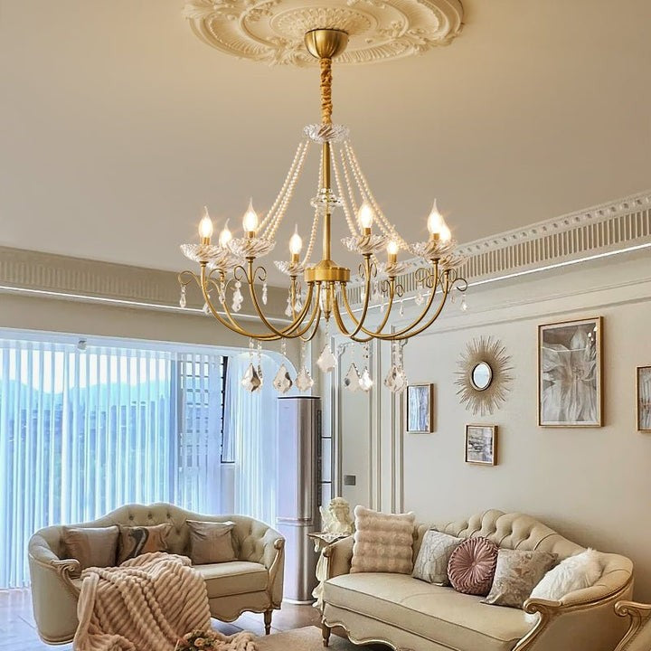 Luxe Pearl & Crystal Ceiling Chandelier