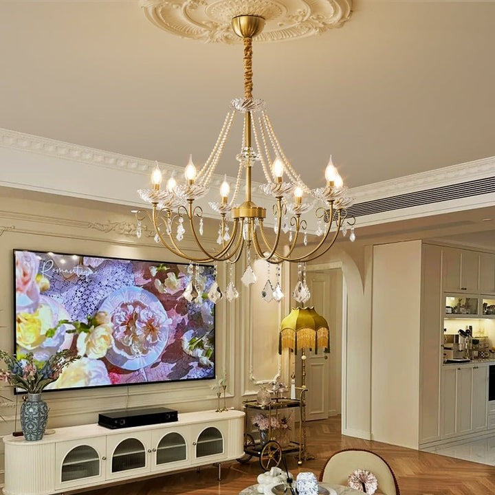 Luxe Pearl & Crystal Ceiling Chandelier