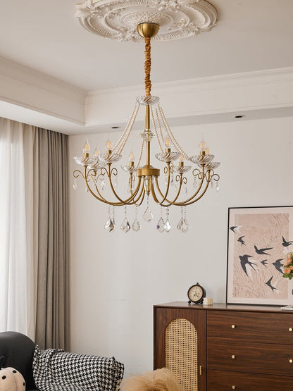 Luxe Pearl & Crystal Ceiling Chandelier
