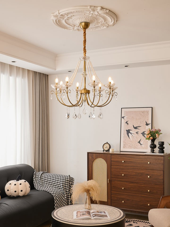Luxe Pearl & Crystal Ceiling Chandelier
