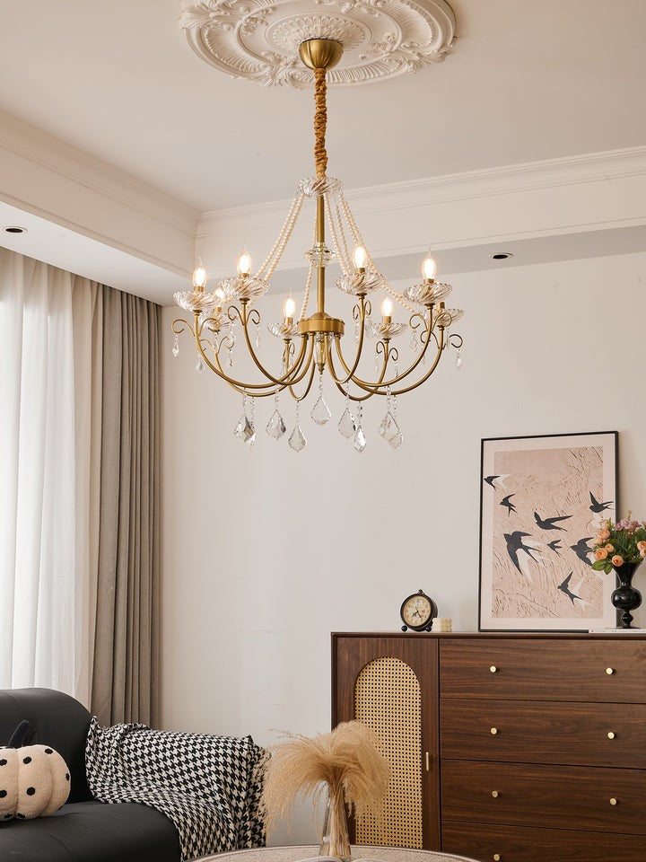 Luxe Pearl & Crystal Ceiling Chandelier