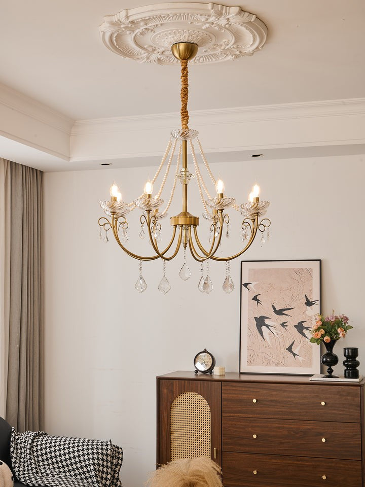 Luxe Pearl & Crystal Ceiling Chandelier