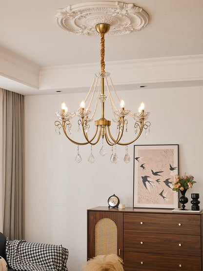Luxe Pearl & Crystal Ceiling Chandelier