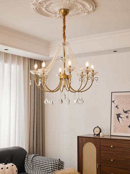 Luxe Pearl & Crystal Ceiling Chandelier