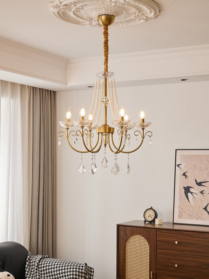 Luxe Pearl & Crystal Ceiling Chandelier