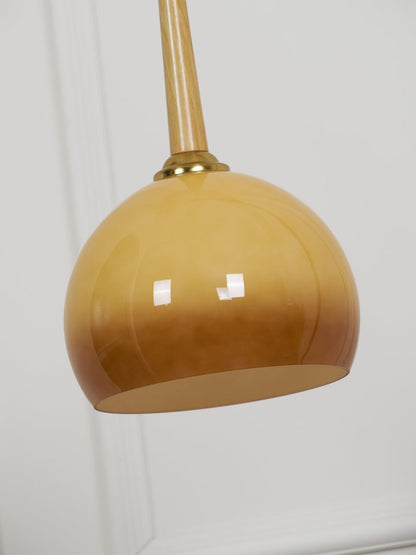 Marbled Iron & Glass Hanging Floor Lamp with Orange Shade