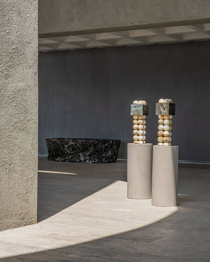 Marble-Inspired Jade Sphere Table Lamp with White Shade
