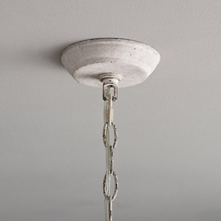 Metal & Crystal Candleholder Chandelier with Botanical Accents