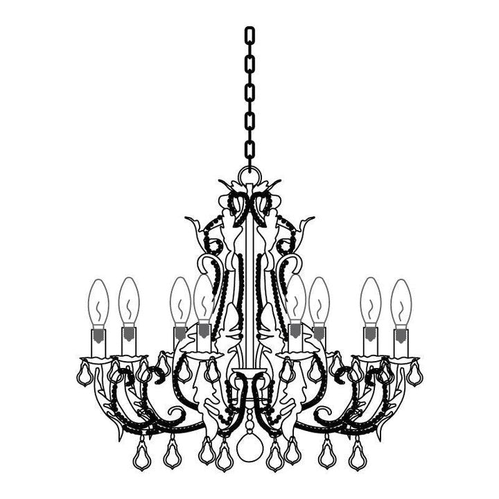 Metal & Crystal Candleholder Chandelier with Botanical Accents