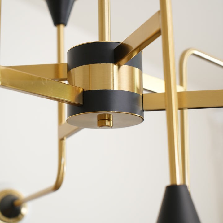 Mid-Century Asymmetrical Brass Chandelier with Glass Globes