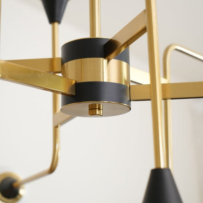 Mid-Century Asymmetrical Brass Chandelier with Glass Globes