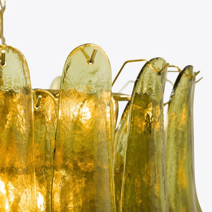 Mid-Century Green Glass Petal Chandelier