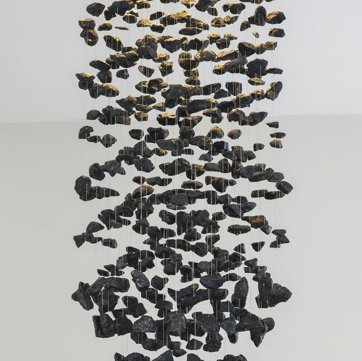 Minimalist Charcoal Stone and Iron LED Chandelier