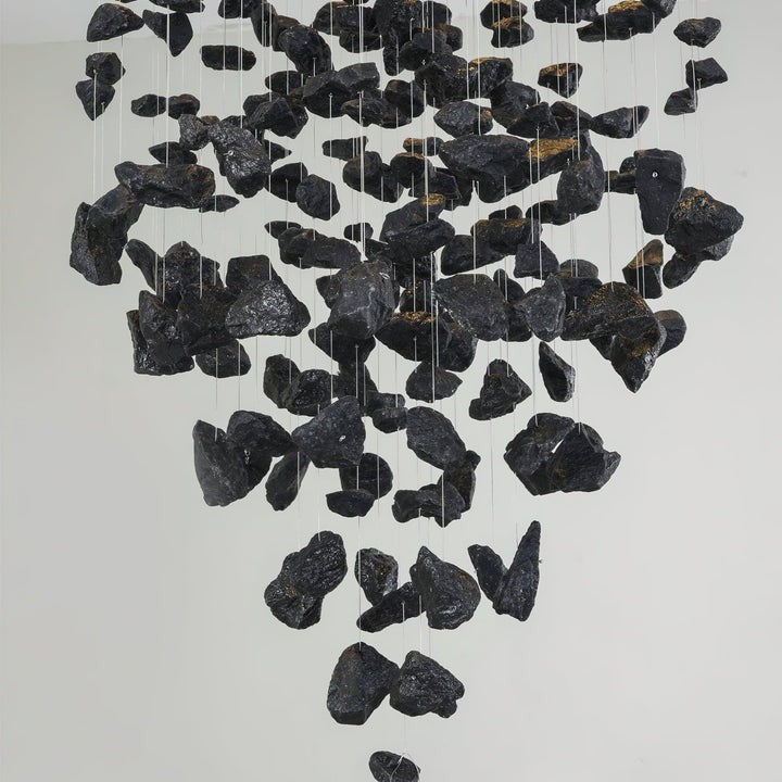 Minimalist Charcoal Stone and Iron LED Chandelier