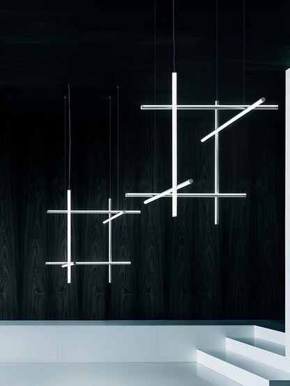 Minimalist Linear Grid LED Chandelier