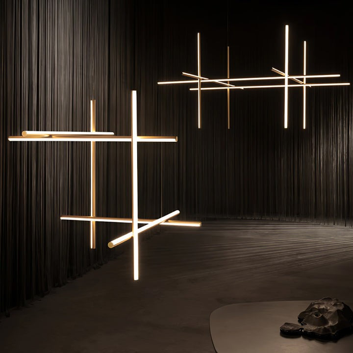 Minimalist Linear Grid LED Chandelier