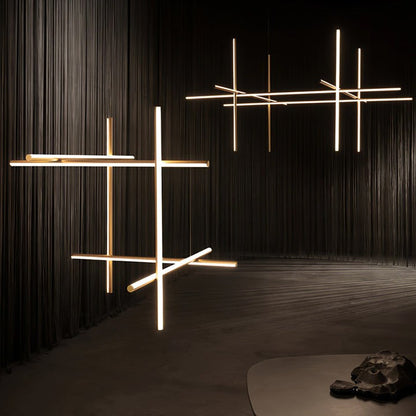 Minimalist Linear Grid LED Chandelier