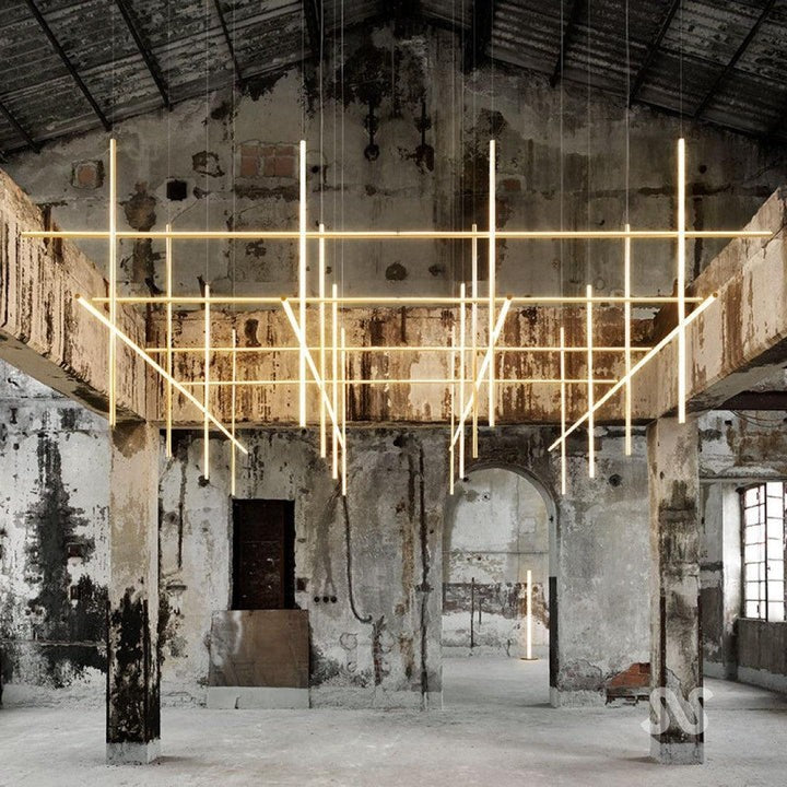 Minimalist Linear Grid LED Chandelier