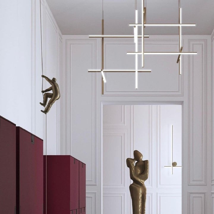 Minimalist Linear Grid LED Chandelier