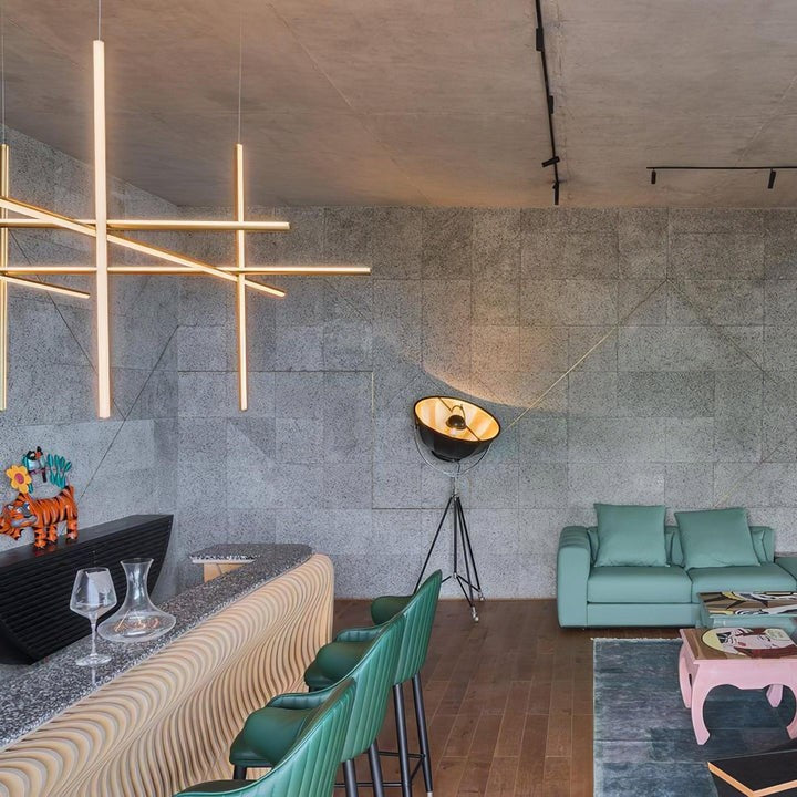 Minimalist Linear Grid LED Chandelier