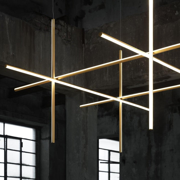 Minimalist Linear Grid LED Chandelier