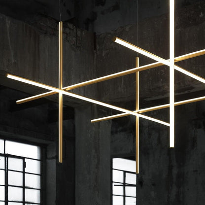 Minimalist Linear Grid LED Chandelier