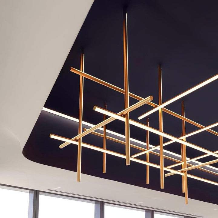 Minimalist Linear Grid LED Chandelier