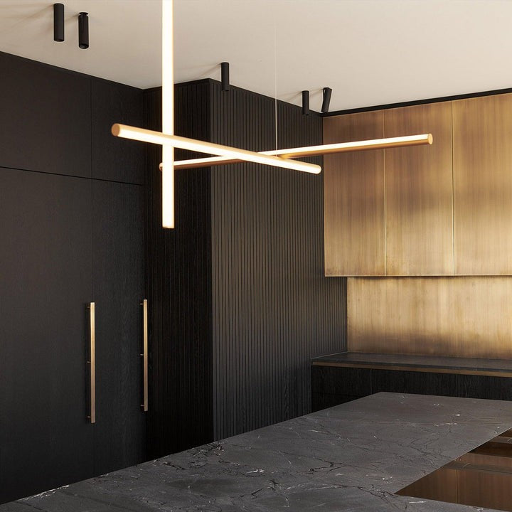 Minimalist Linear Grid LED Chandelier