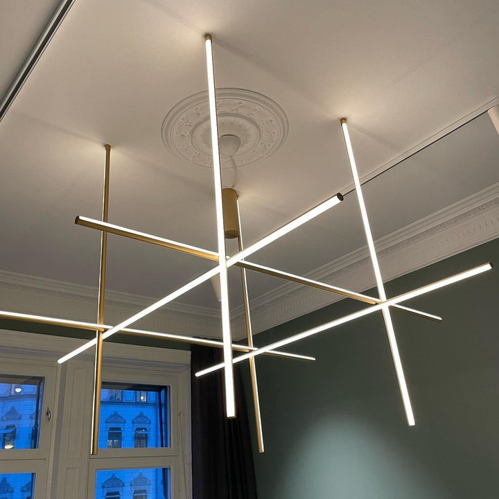 Minimalist Linear Grid LED Chandelier